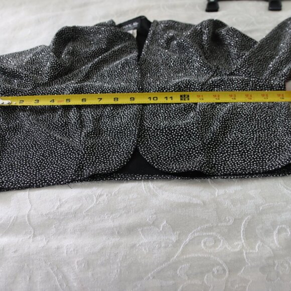 Vintage ONYX Nite Black Sparkly Long Sleeve Bolero Open Front Jacket Size 12 - Picture 8 of 11